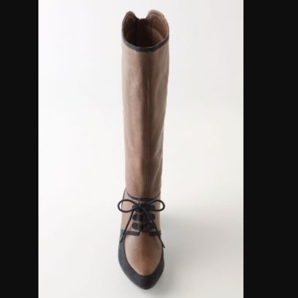 NIB Anthopologie Navy Blocked Knee-Boots - Picture 5 of 9